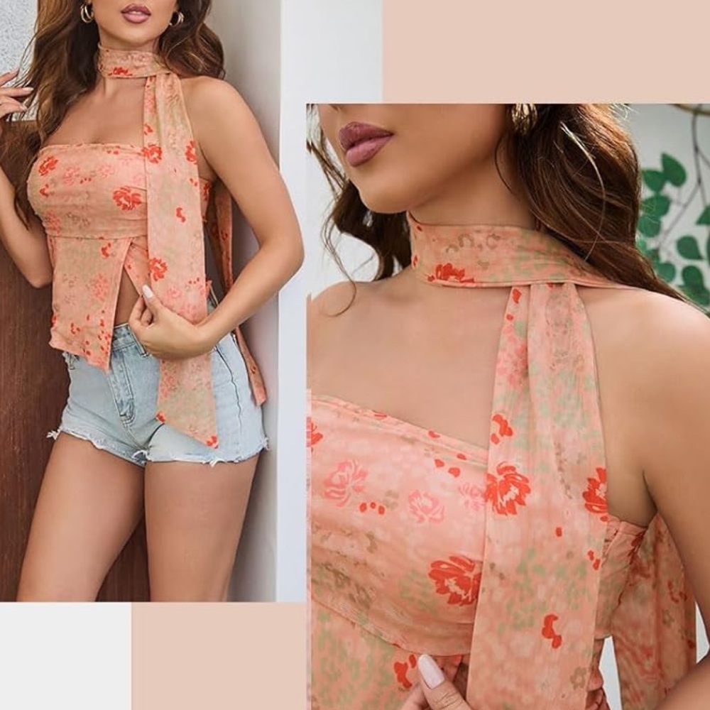Summer concert vacay vibes trendy beach floral Tank Top cowgirl cottagecore